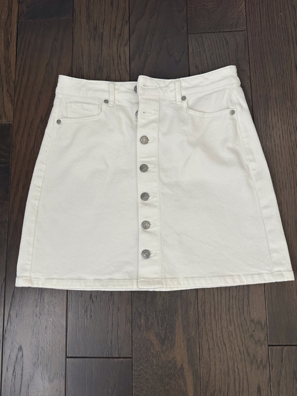 LOFT White Button-Front A-Line Skirt